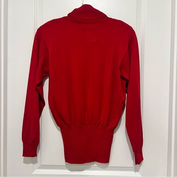 Vintage Bogner Women’s Wool Blend Turtleneck Sweater Cherry Red Sz Large Skiwear - Picture 7 of 10